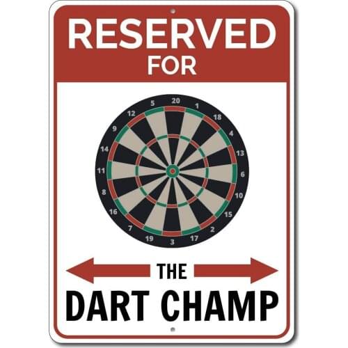 Dart Champ Parking Sign Dart Board Sign Gift for Dart Champ Funny Metal Sign 8X12 Inch