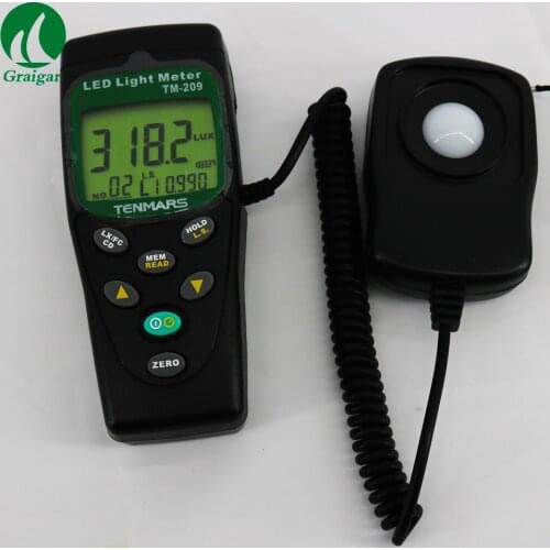TM-209 Digital LED Light Level Meter TM209 400,000 Lux FC measuring Lux meter with Cosine angular corrected and Data hold