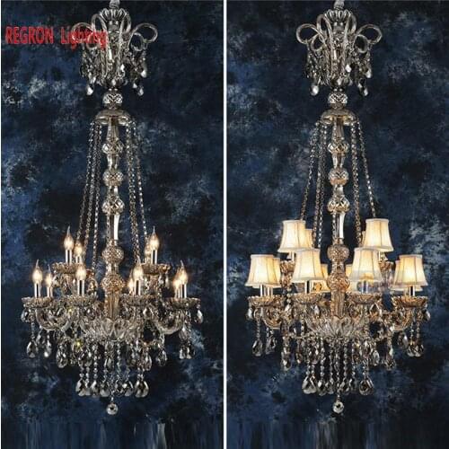 Crystal Led staircase Chandeliers parlor Modern Long Glass Chandelier Lamp Interior Lighting For Church Wedding Bar lighting
