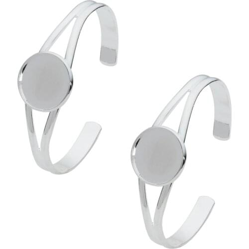 1pcs 20/25mm Round Alloy Bangle Cabochon Setting Silver Glass Bead DIY Bracelet Tray DIY Bracelet For Jewelry Making