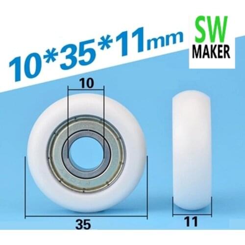 The pulley mechanical hardware 6000ZZ bearing roller bearing POM bag plastic wheel nylon wheel 10*35*11mm