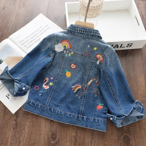 Menoea Kids Denim Jacket 2020 Girls Embroidery Cartoon Children Clothing Autumn Baby Girls Clothes Outerwear Jean Jackets Coat