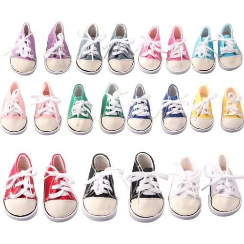 Mini Doll Denim Canvas 7 cm Doll Shoes Red White Cloth Snekers For 18 Inch American Dolls Toys For Girls