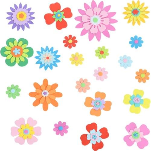 Multi 3D Flower Eva Foam Wall Sticker Kids Kindergarten School Blackboard Diy Material Supply Home Decoration Accessories Ev-f1