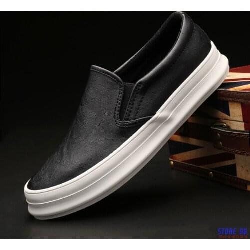 Men Casual Shoes Fashion Leather Men Loafers Moccasins Slip On Mens Flats Loafers Thick Bottom Shoes A21-101