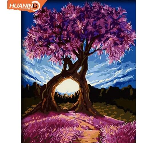 Huaning Painting By Numbers Tree Nature Digital Painting 60X75cm DIY Framed paint by number kits On Canvas Home Decor Wall Art