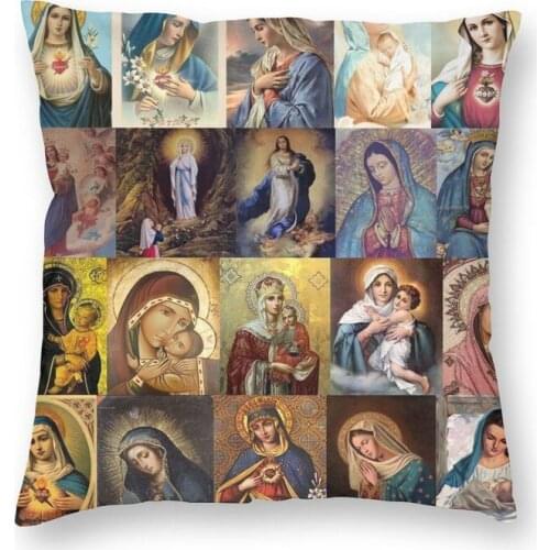 Virgin Mary Cushion Cover Double-sided Printing Catholic Christian Throw Pillow Case for Sofa Custom Pillowcase Decoration