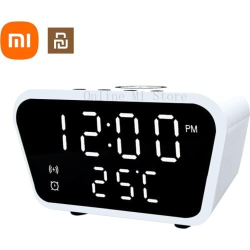 2021 Youpin New Multi Functional 10W Qi Fast Charging Digital Alarm Clock Thermometer Dispaly Clock HD Mirror Clock