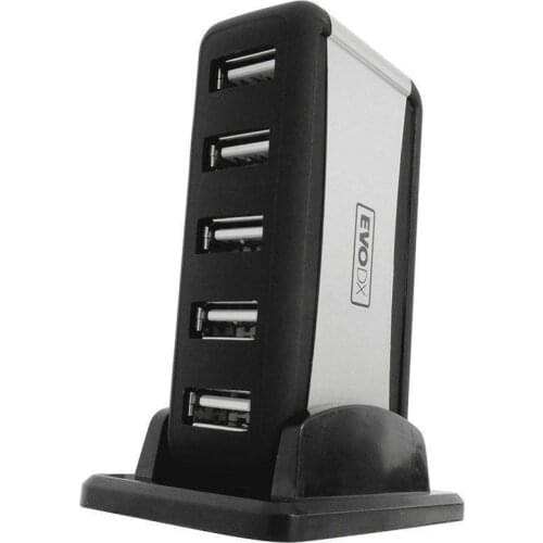 New Vertical 7-port USB 2.0 USB Hub High Speed One Splitter with hub USB Seat and Supply Power Base Black Seven Ports