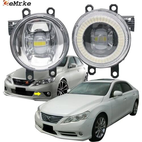 2in1 LED Angel Eye Daytime Running Lights DRL + Cut-Line Lens Fog Lights for Toyota Mark X Reiz Premium 2009 2010 2011 2012