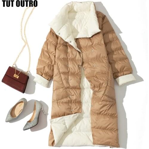 5XL Plus Size Winter White Duck Down Jacket For Women Coat Double Side Snow Wear Long Parkas Warm Femal Outwear Brand Clothing