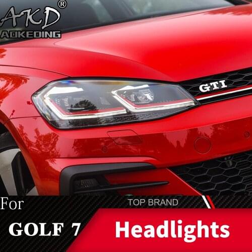 Head Lamp For VW Golf 7 MK7 Headlights Golf 7.5 R LINE Design Fog Lights Day running light H7 LED Bi Xenon Bulb Car Accessories