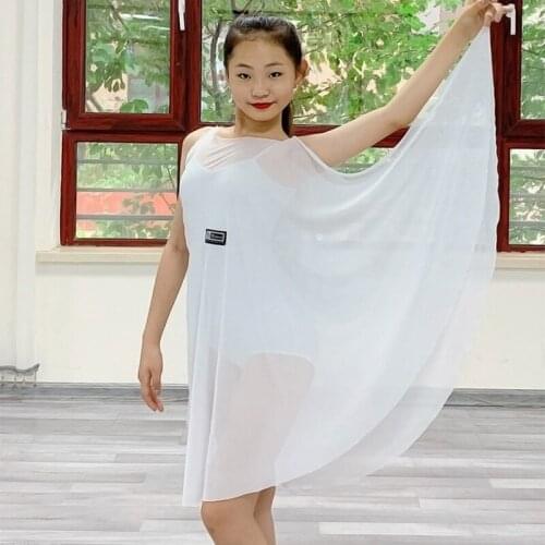 Latin Dance Dress Girls White Net Yarn Professional Competition Dresses Kids Rumba Cha Cha Samba Tango Dancing Stage Wear DN6333