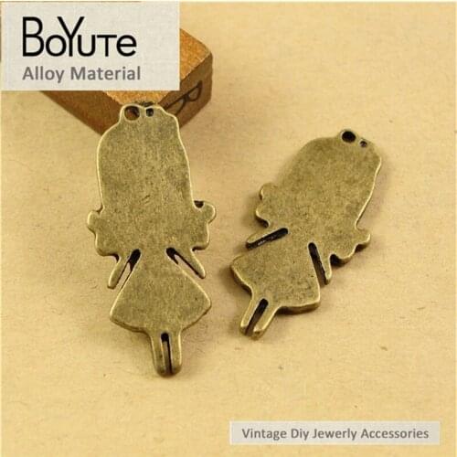 BoYuTe (60 Pieces/Lot) 27*13MM Charms Girl Pendant Antique Bronze Plated Zinc Alloy Diy Charms for Jewelry Making fit Handmade