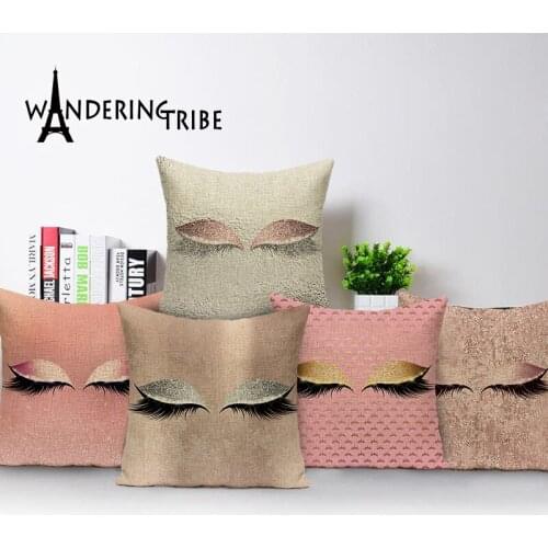 Shabby Abstract Cushions Cover Eyelash Patterns Pillow Case Printed Linen Cushion Cases Northern Europe Sofa Car Pillows 45*45Cm