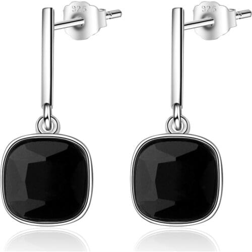 Simple Square Studs Black Earring Unusual Gift To Girlfriend Jewelry Stainless Steel Women Korean Fashion Aretes Aesthetic