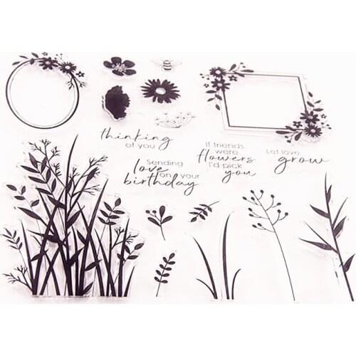 16.5x16.5cm Grass wreath flower Transparent Clear Stamps Silicone Seals Roller Stamp DIY scrapbooking photo album/Card Making