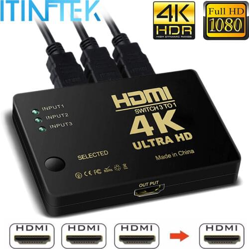 4K 2K 3x1 HDMI Cable Splitter HD 1080P Video Switcher Adapter 3 Input 1 Output Port HDMI Hub for Xbox PS4 DVD HDTV PC Laptop TV