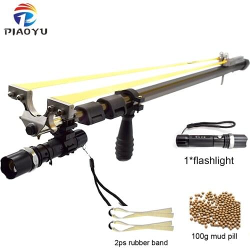 Piaoyu Upgraded Retractable Folding Long Rod Hunting Slingshot High-Power Stainless Steel Catapult Outdoor Shooting Hunting Bow