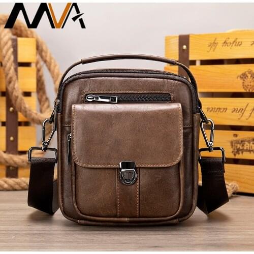MVA Genuine Leather Mens Messenger Bag Shoulder Bags for Men Crossbody Bags Small Man Designer Shoulder Handbag Bolso Male 7438