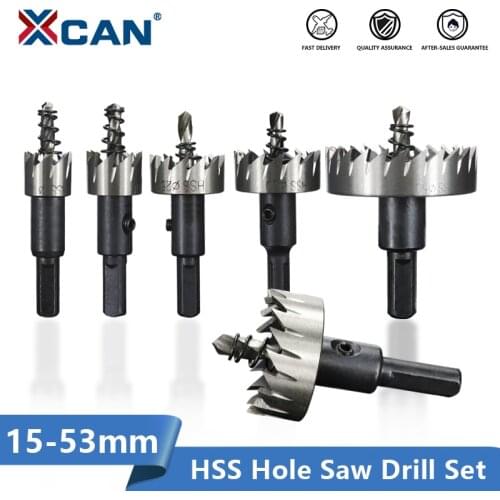 XCAN Carbide Tip HSS Drill Bit Hole Saw Set 15-53mm Metalworking Tools Core Drill Bit for Metal Drilling