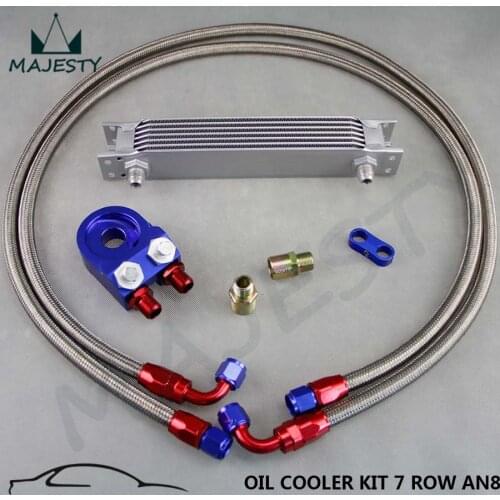 Universal 7 Row AN-8/AN8 Engine Oil cooler + SANDWICH adapter for japan car kit