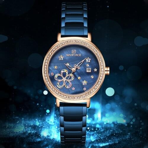 Women’s Luxury Watches NAVIFORCE Top Brand Women Fashion Quartz Watch Ladies Stainless Steel Waterproof Wristwatch Date Clock