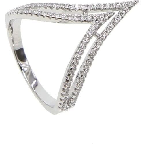 Luxury Wide Circle cz line Women Rings With V chevron AAA Cubic Zirconia And Fashion Small Round CZ Ring Jewelry