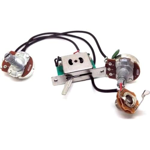 Electric Guitar Wiring Harness Prewired Kit 5 Way Toggle Switch 1 Volume 1 Tone 500K Pots Control with Jack
