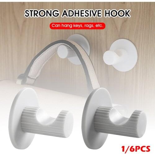 1pc Wall Hooks Holder Strong Adhesive Hook Ups Plastic Punch Free Hanger Organizer Hooks Door Home Kitchen Bathroom Decor