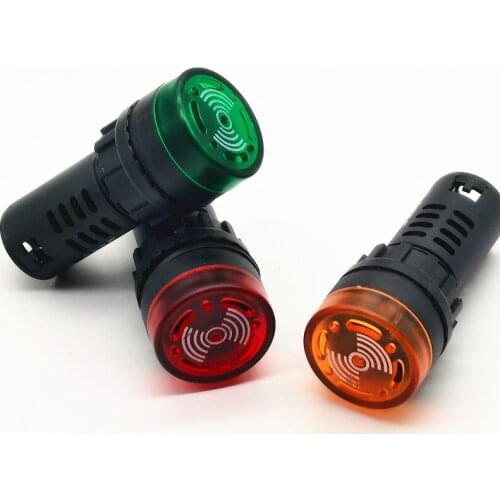1Pcs AD16-22SM 22mm LED Flash Signal Light Audible Buzzer Warning Light Red Green Yellow Black white 12V 24V 110V 220V