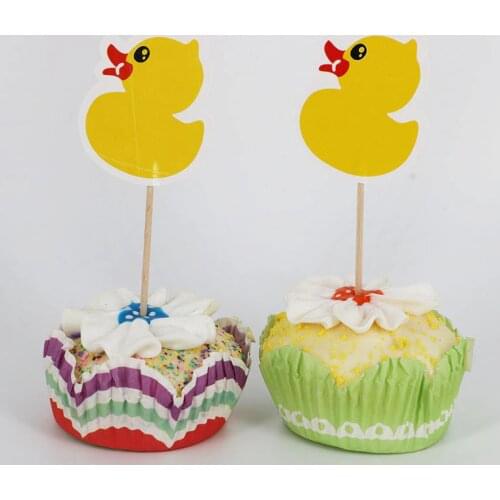 12pcs/lot Rhubarb duck Cupcake Cake Topper Cake Flags For Family baby shower Birthday Party Baking Decoration Supplies