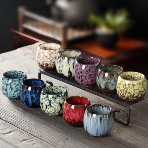 2pcs/set 110ml Master Cup Teaware Kiln Change Tianmu Glaze Porcelain Kungfu Tea Cup Egg-shaped Tea Bowl