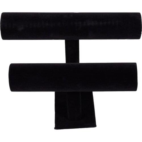 2-Tier Bangle Bracelet Display Holder T-Bar Stand Black