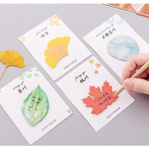 24 PCs Creative Simulation Leaves Sticky Notes Small Fresh Tear-off Sticky Notes Students Sticky Notes N Times Posted Messages