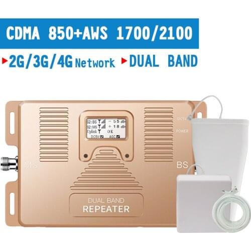2G 3G 4G Mobile Phone Signal Booster CDMA 850mhz AWS 1700 2100 Cellphone Signal Repeater 4G LTE Amplifier 70dB Gain LCD Display