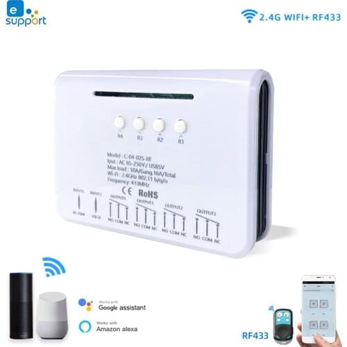 4CH Ewelink WiFi Smart Switch Relay RF Remotes DIY Wireless Smart Home Modul Voice Control with Alexa Google Home