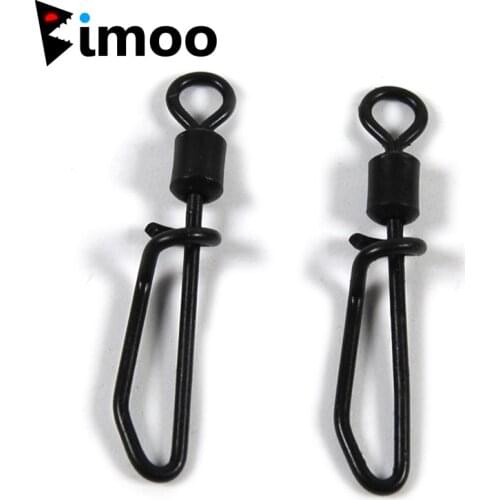 50PCS Matt Black Rolling Swivel Snap Clips for Lead Sinker Fishing Leader Rig Barrel Quick Snap Connector Saltwater Carp Fishing