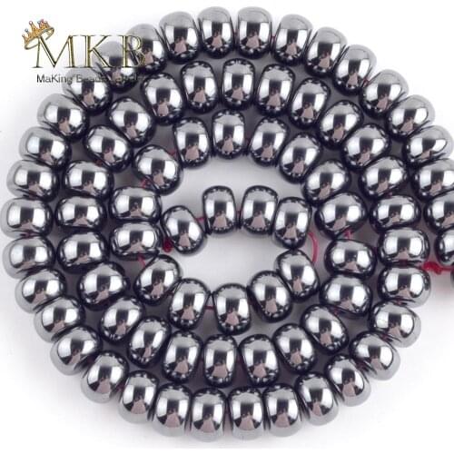 8mm Natural Stone Rondelle Black Hematite Beads For Jewelry Making DIY Bracelets Necklace Space Loose Beads Jewellery 15inches