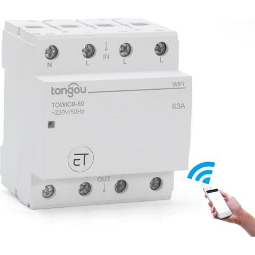 WiFi Circuit Breaker Remote Control by eWeLink APP Voice Control With Amazon Alexa Google Home 72mm Din Rail Main Switch TONGOU