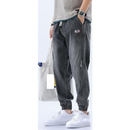 New Arrival Fashion Harem Pants Men Spring Autumn Elastic Waist Comfort Casual Loose Trousers Male Washed Denim Pants Plus Size