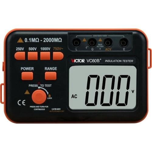 Multimeter Digital Insulation Resistance Tester LCD 1000V Megger Insulation 0-2000M Ohm High Voltage Short Circuit Input Alarm