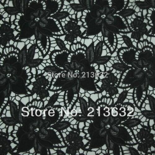 D po17 New high-end water soluble embroidered cloth Computer embroidery lace Full picture of a black fabric manufacturers