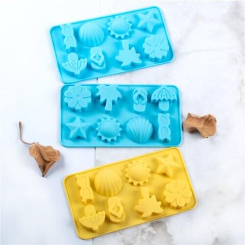 8-hole Ice Tray Soap Mold Ocean Starfish, Sun Umbrella, Glasses, Chocolate Pudding, Baking Mold Soap Molds for Soap Making