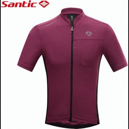 Santic Pro Summer Men Cycling Jersey Short Sleeve Breathable MTB Road Bike Tops Full Zipper Quick Dry Bicycle Riding Jersey Red