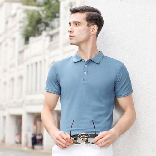 UCAK Brand Solid Color Mens T Shirt Homme Summer Casual Turn-dwon Collar Tshirt Streetwear Short Sleeve T-Shirt Clothes U5241