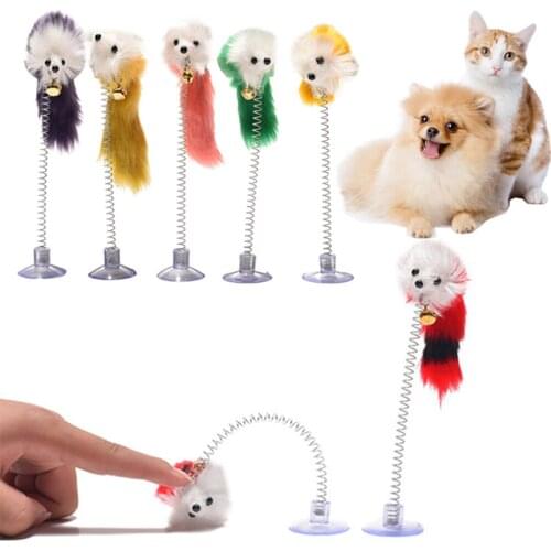 Pet Toys Random Colour Plastic Cat Toys Feather Funny Cat Mice Shape 20 x 10cm False Mouse Pet Products Bottom Sucker Elastic