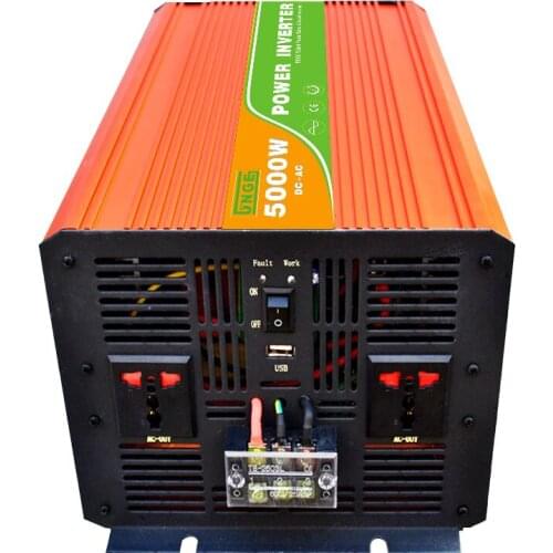 Inverter 24V/48V 220V 5000W 10000W Peaks Pure Sine Wave Power Voltage transformer Converter with 2 AC Charger