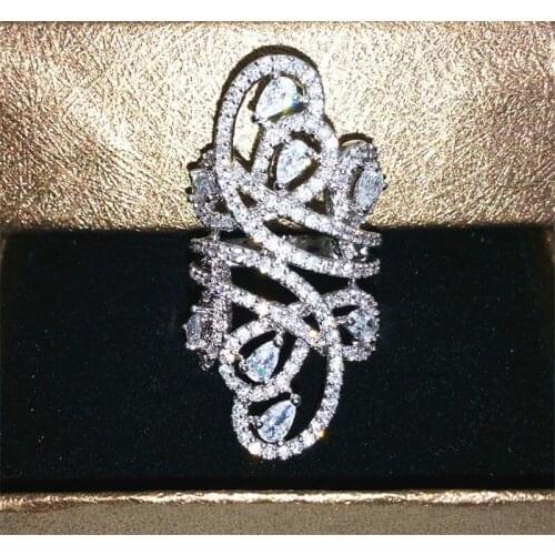 Hiphop Rock Finger Ring 925 sterling Silver Pave setting AAAAA cz Party Band Rings For Women men Wedding Jewelry