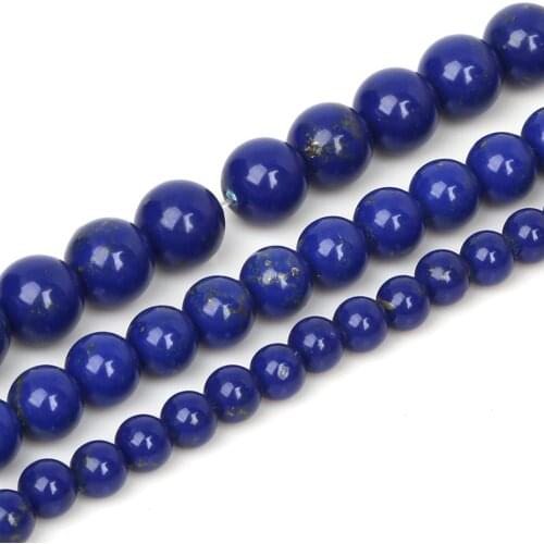 15" Strand 6mm 8mm 10mm Lapis Lazuli Round Beads Synthetise Dyed Loose Beads For DIY Bracelet Necklace Jewelry Making
